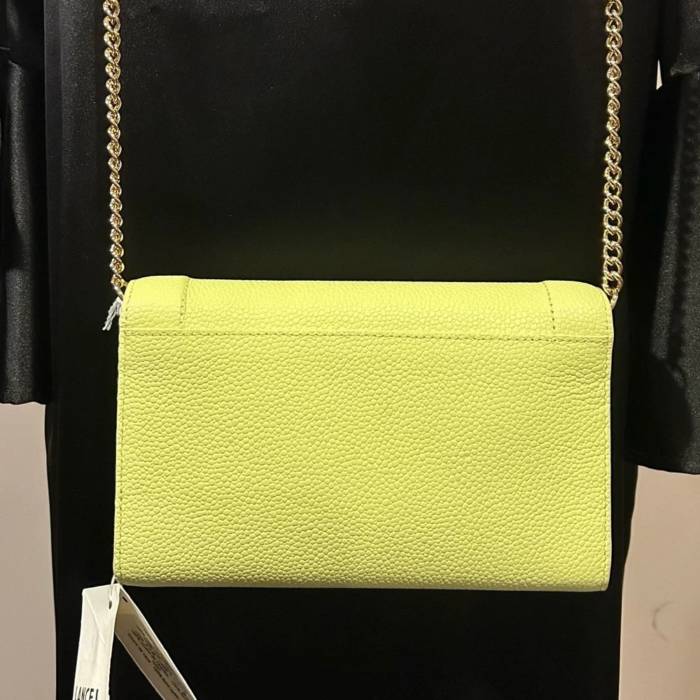 Lancel Ninon Leather Lime Chain Wallet Crossbody - Picture 9 of 10